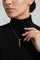 Model wearing a Necklace in 1k Rose Gold with White and Champagne diamonds with a black turtleneck