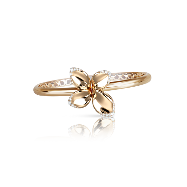 Small Flower Bracelet in 18k Rose Gold with White Diamonds.