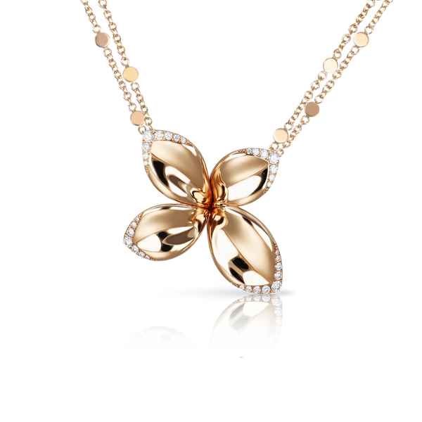 Necklace in 18k Rose Gold with White Diamonds.
