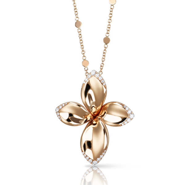 Necklace in 18k Rose Gold with White Diamonds.