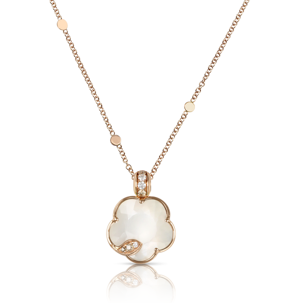 Necklace in 18k Rose Gold with Pearl of the Moon gem and Diamonds.