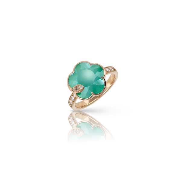 Ring in 18k Rose Gold with Lunar Garden gem and Diamonds.