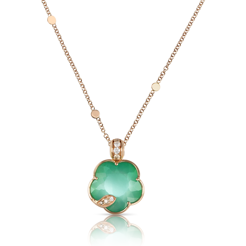 Necklace in 18k Rose Gold with Lunar Garden gem and Diamonds.