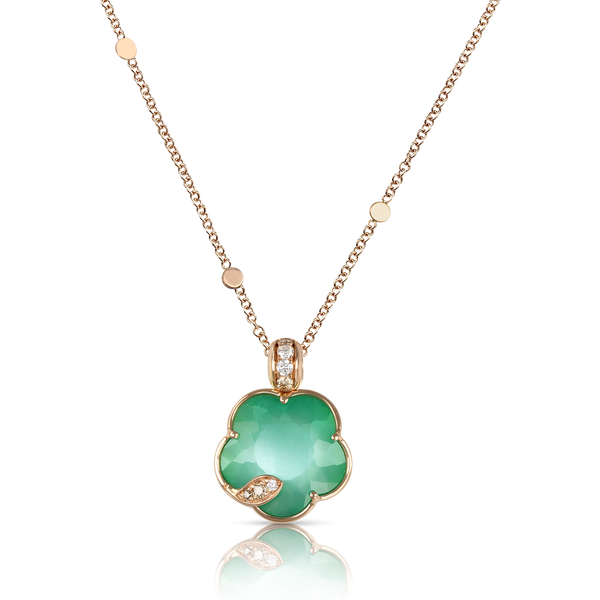 Necklace in 18k Rose Gold with Lunar Garden gem and Diamonds.