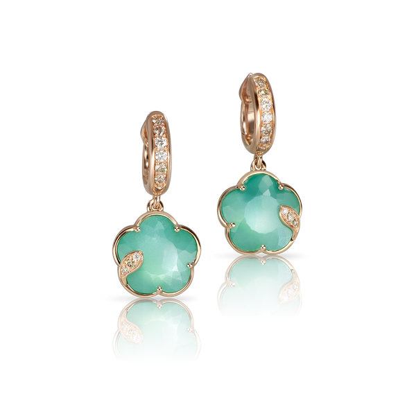 Earrings in 18k Rose Gold with Lunar Garden gem and Diamonds.