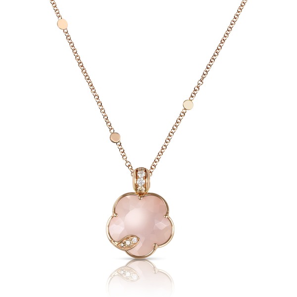 Necklace in 18k Rose Gold with Lunar Rose gem and Diamonds.