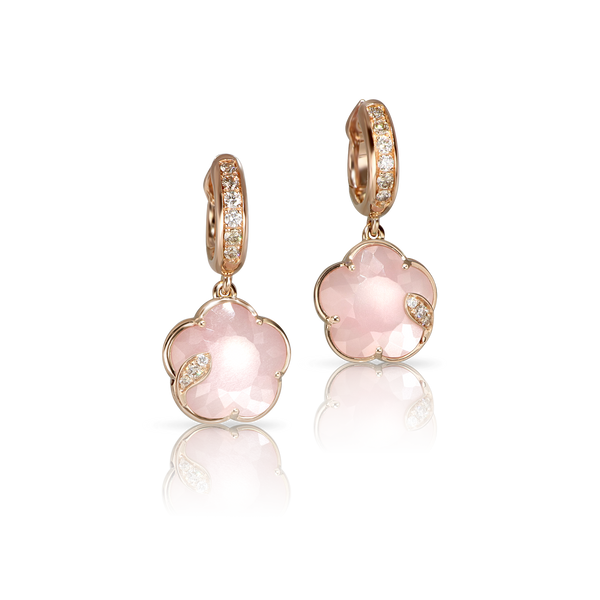 Earrings in 18k Rose Gold with Lunar Rose gem and Diamonds.