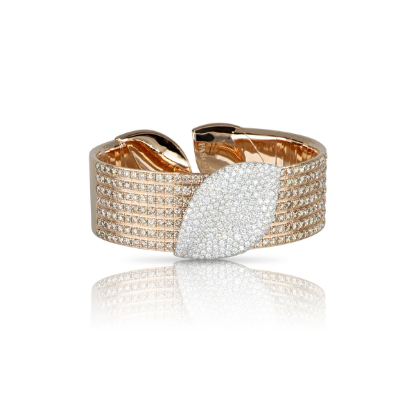 Bracelet in 18k Rose and White Gold with White and Champagne Diamonds.