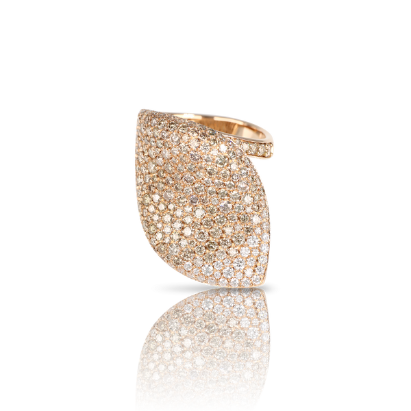 XL Ring in 18k Rose Gold with White and Champagne Diamonds.