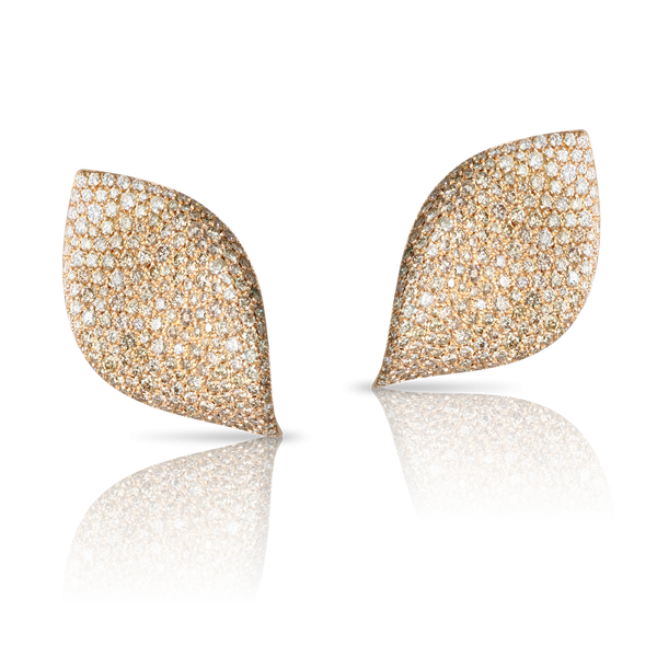 Earrings in 18k Rose Gold with White and Champagne Diamonds.