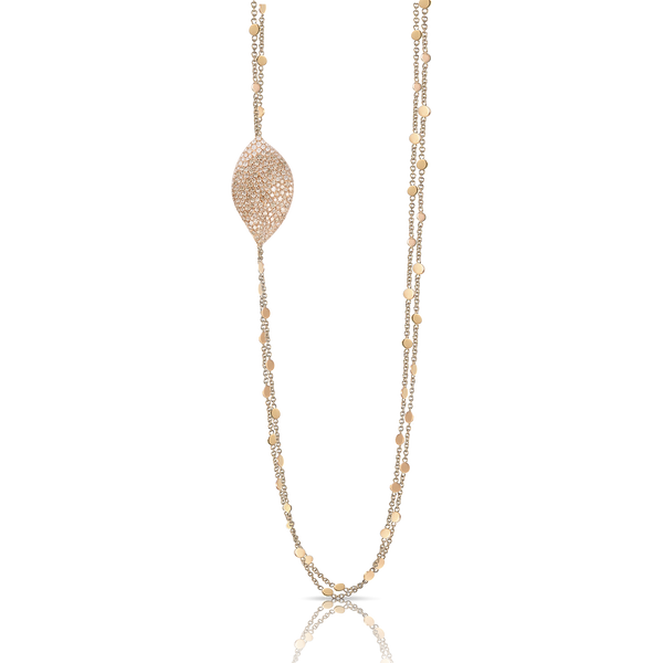 Sautoir in 18k Rose Gold with White and Champagne Diamonds.