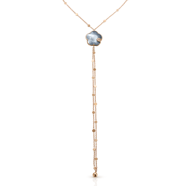 Necktie in 18k Rose Gold with Lunar Night Blue Gem and Diamonds.