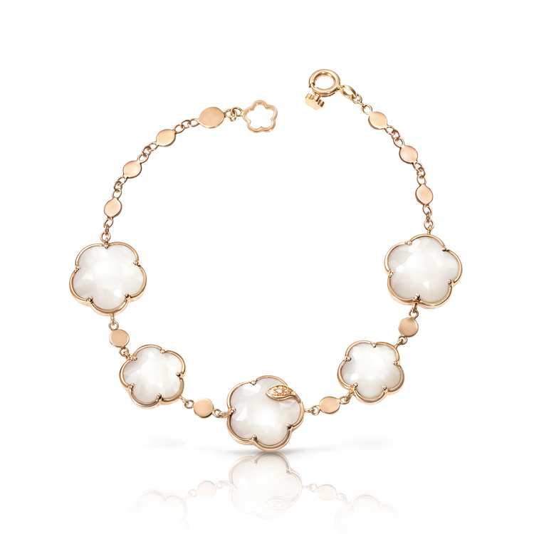 Bracelet in 18k Rose Gold with Pearl of The Moon Gem and Diamonds.