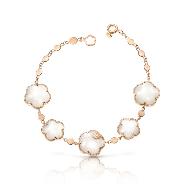 Bracelet in 18k Rose Gold with Pearl of The Moon Gem and Diamonds.