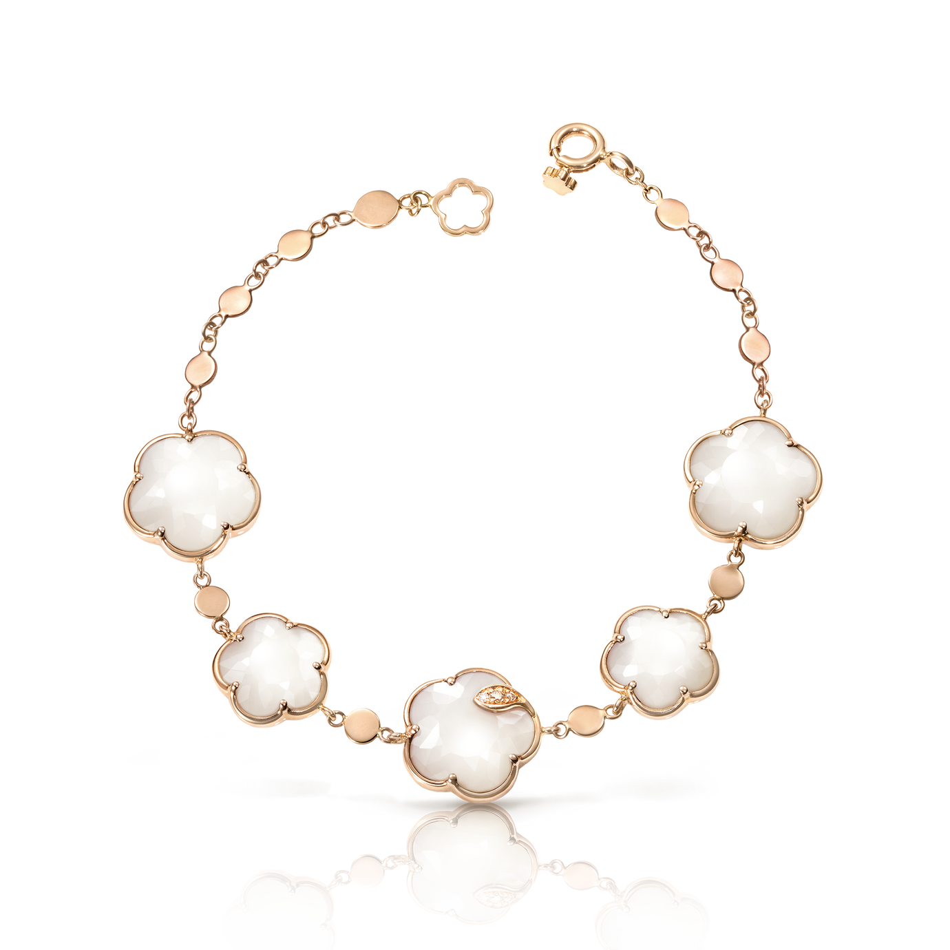 Bracelet in 18k Rose Gold with Pearl of The Moon Gem and Diamonds.
