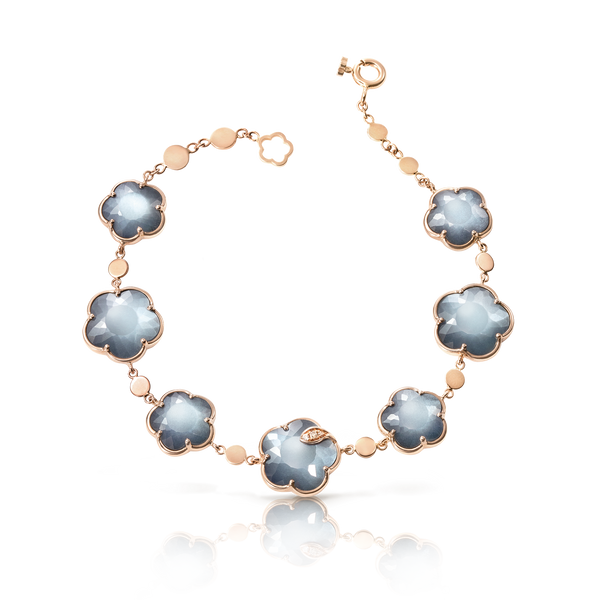 Bracelet in 18k rose gold with blue gemstones and diamonds