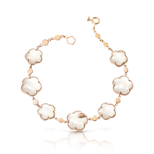 Bracelet in 18k rose gold with pearl gem and diamonds