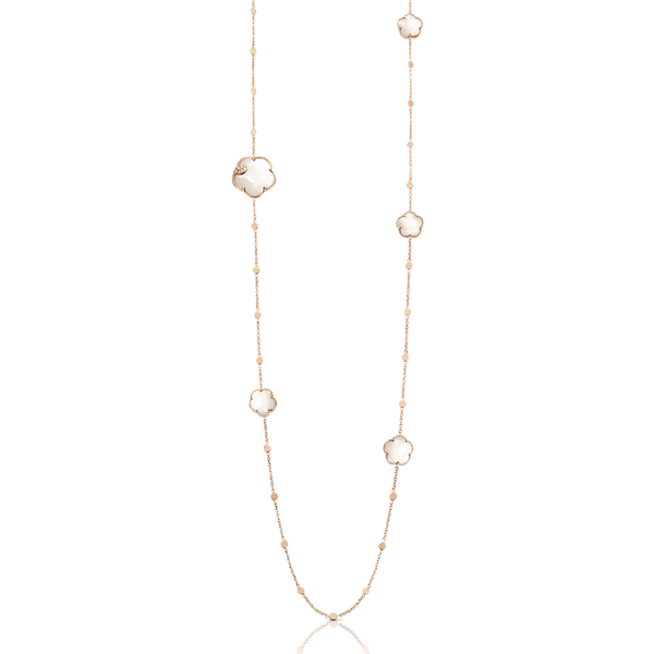 Sautoir in 18k Rose Gold with Pearl of The Moon Gem and Diamonds.