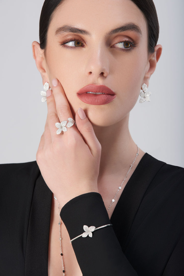 earrings for black dress Petit Garden Bracelet in 18k White Gold & Diamonds