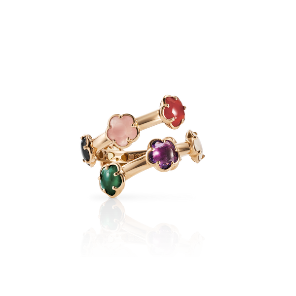 Contrarié Ring in 18k Rose Gold with precious stones and Diamonds.