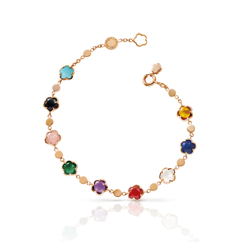 Bracelet in 18k Rose Gold with precious stones and Diamonds.