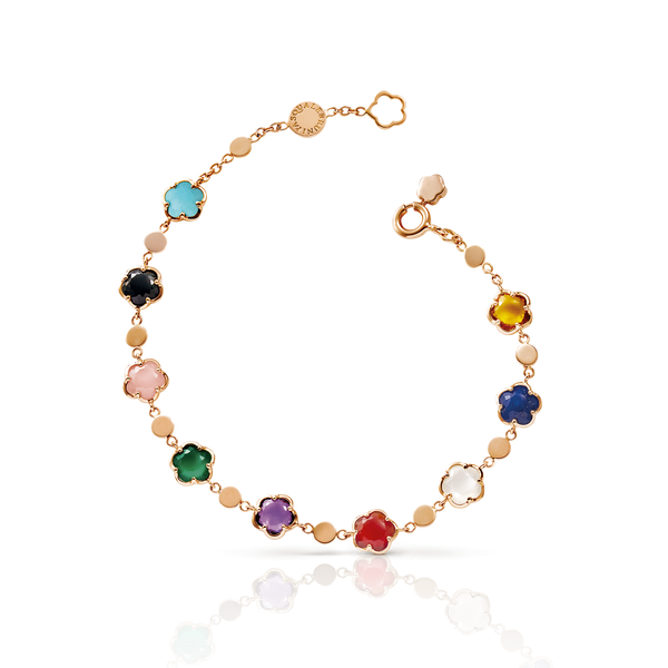 Bracelet in 18k Rose Gold with precious stones and Diamonds.