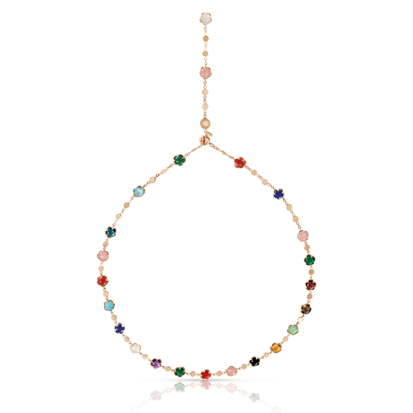 Necklace in 18k Rose Gold with precious stones and Diamonds.