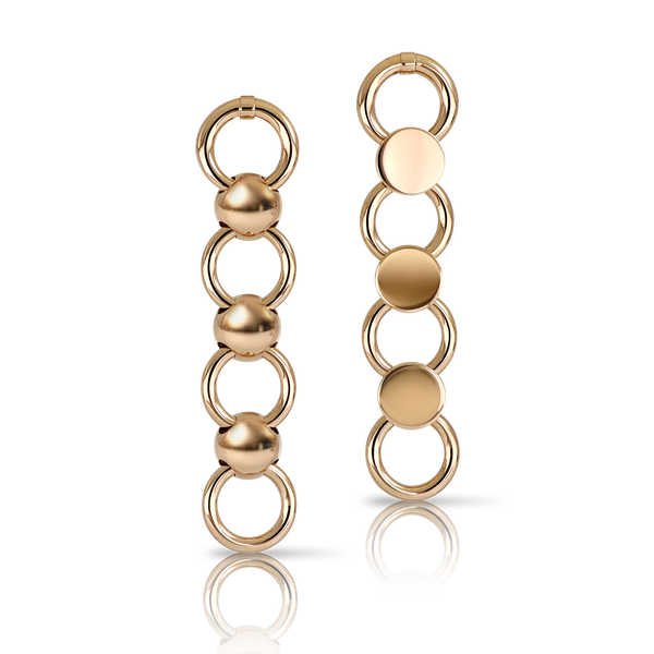 Dangle Earrings in 18k Rose Gold, Double Wearing.