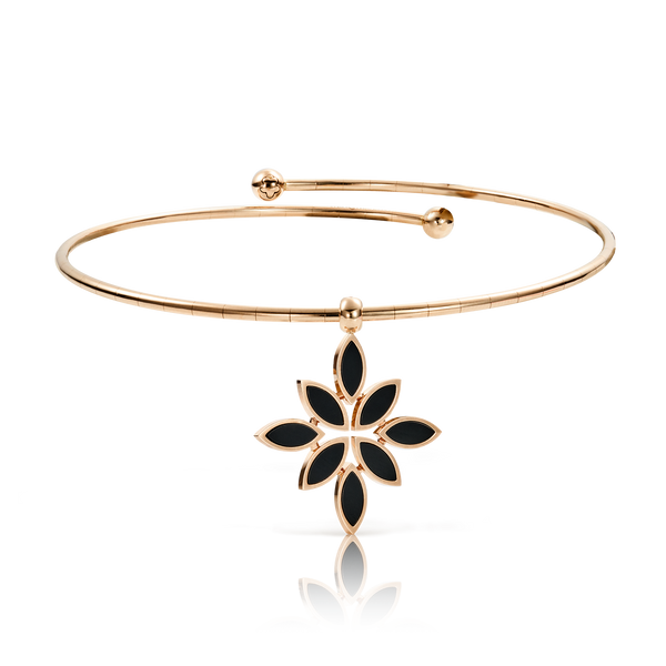 Choker in 18k Rose Gold with Onyx and Diamonds.