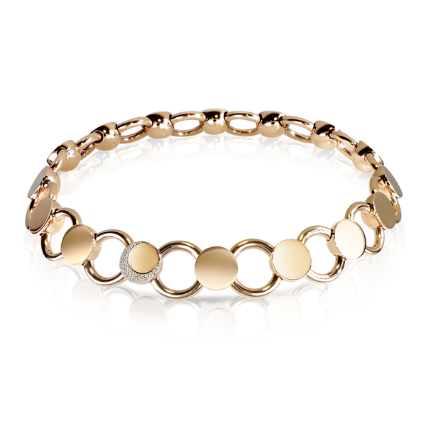 Large link chain Collier in 18k Rose Gold with Diamonds.