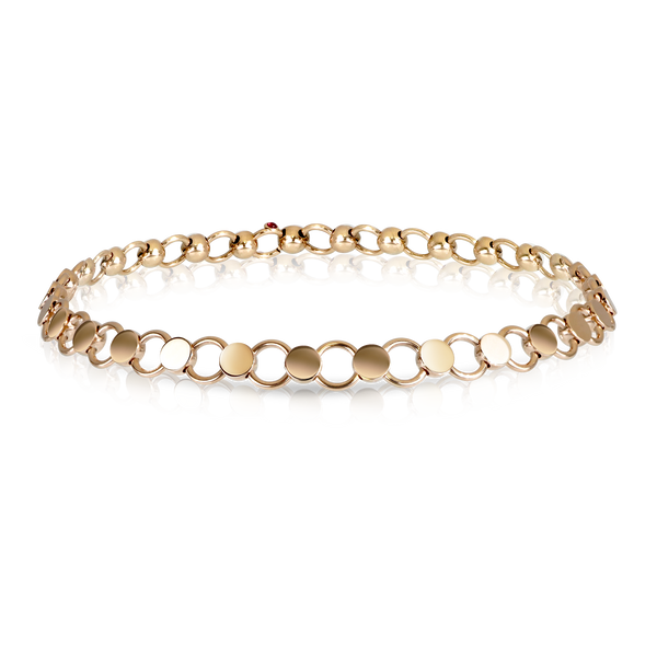Small link chain Collier in 18k Rose Gold with Diamond.