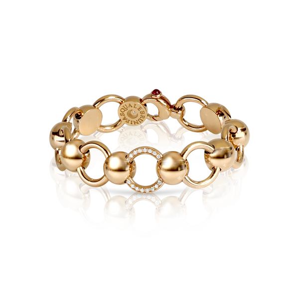 Medium link chain Bracelet in 18k Rose Gold with Diamonds.