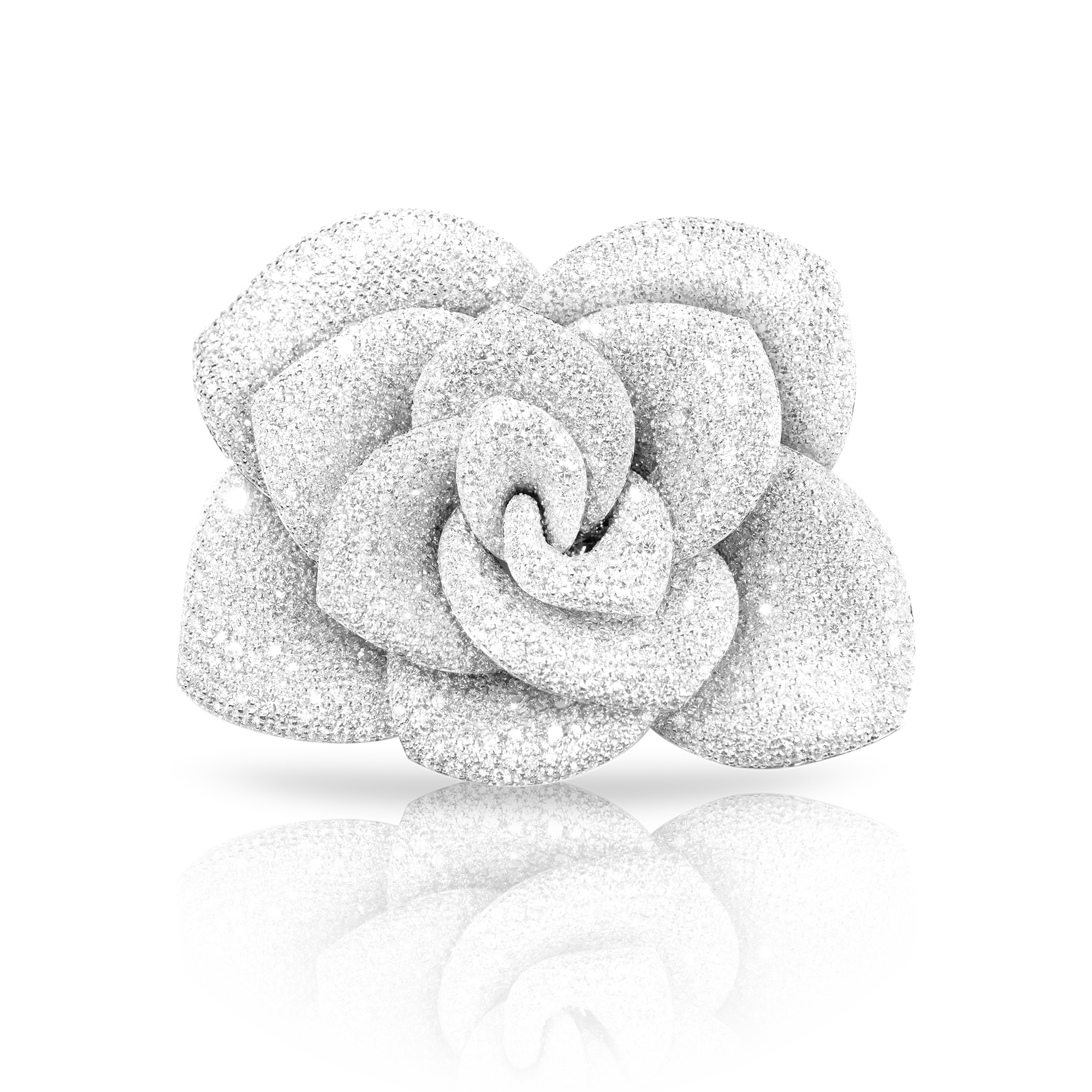 Rosina brooch in 18k White Gold with White Diamonds.