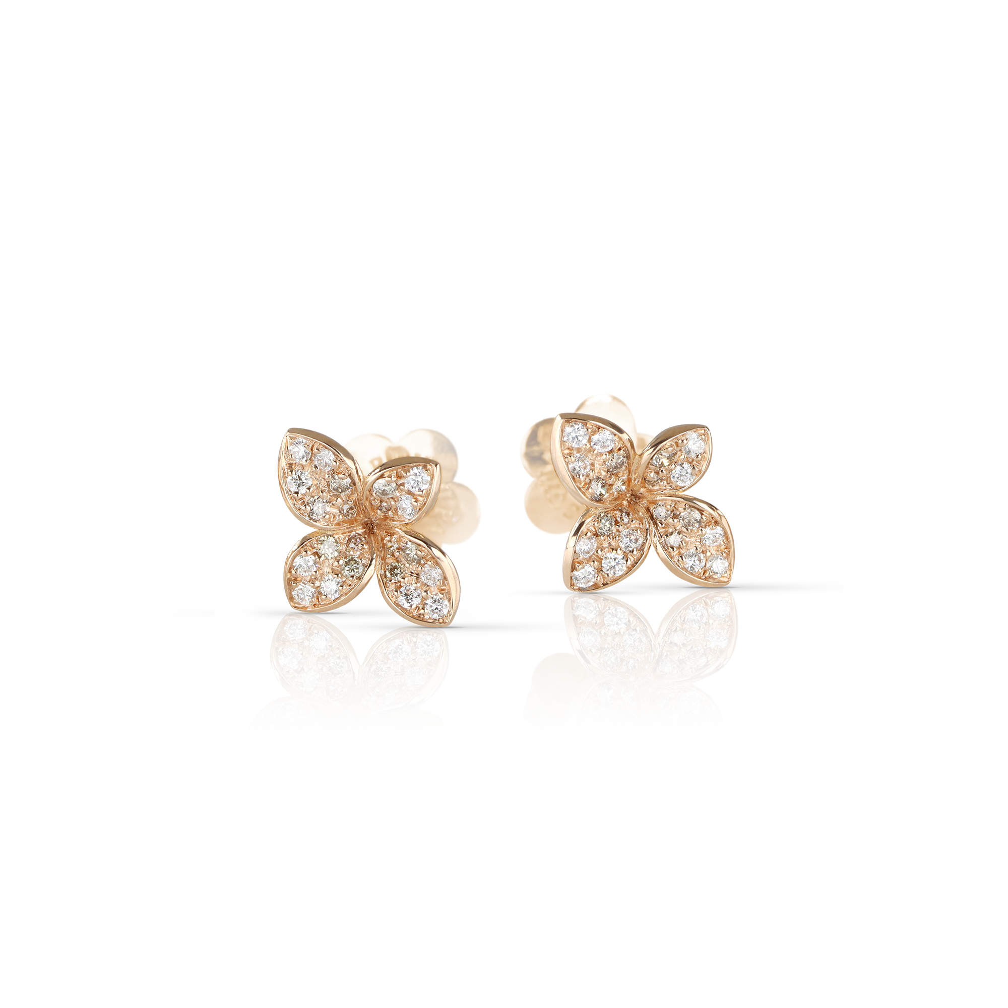 Earrings in 18k Rose Gold with Diamonds.