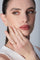 Ring and earrings in 18k Rose Gold with Diamonds on model wearing a white top