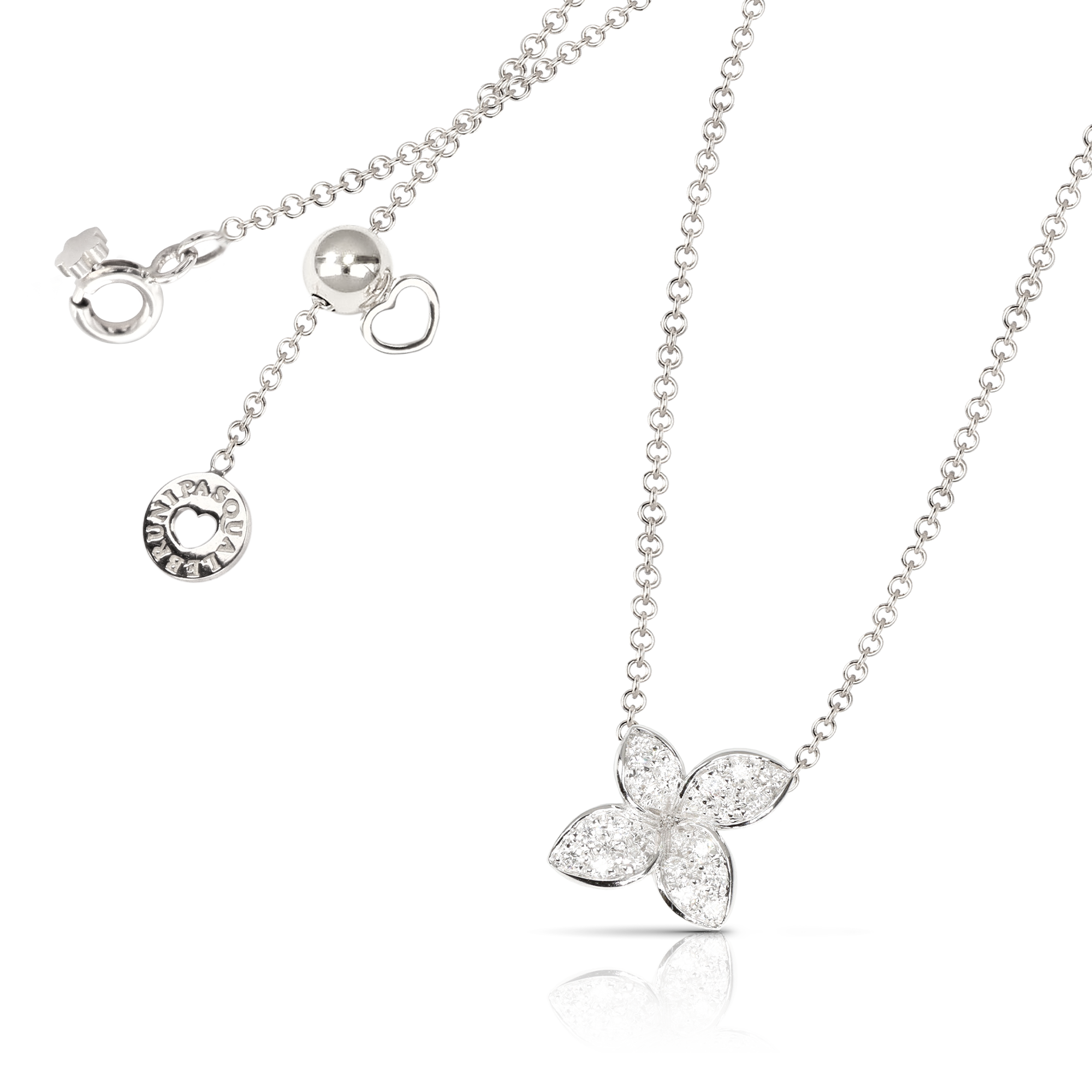 Necklace in 18k White Gold with White Diamonds.