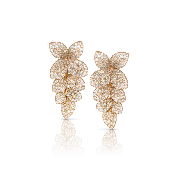 Dangle earrings in 18k Rose Gold with diamonds.
