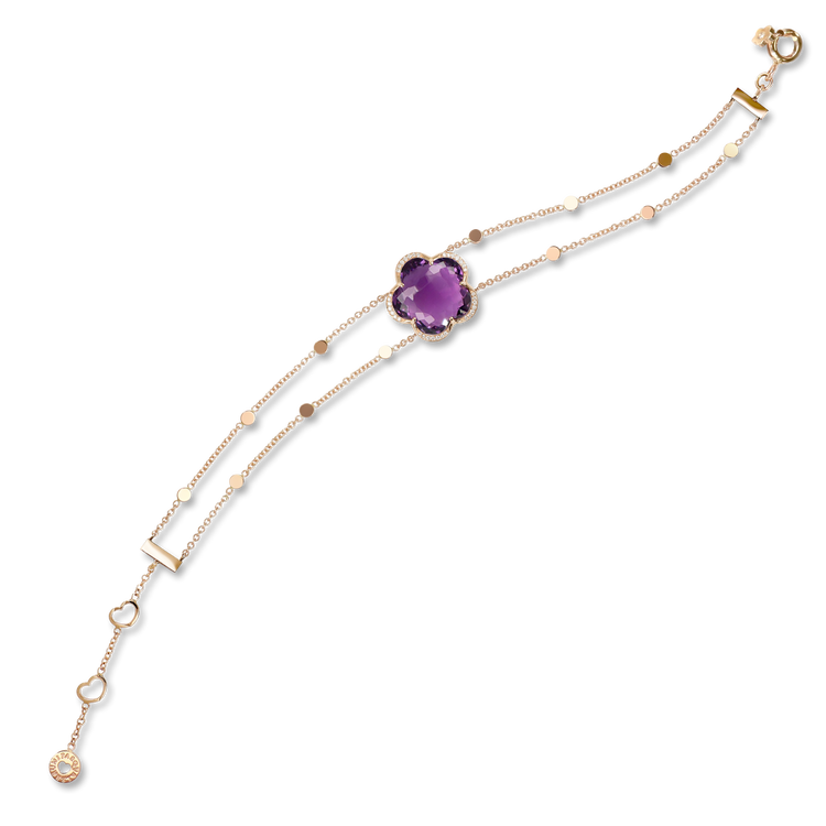 Ring in 18k Rose Gold with Amethyst and diamond.