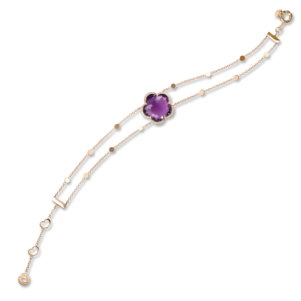 Ring in 18k Rose Gold with Amethyst and diamond.