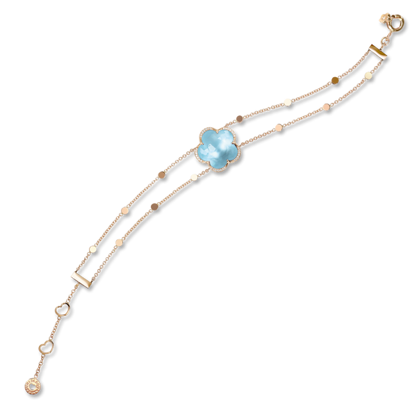 Bracelet in 18k Rose Gold with Blue Topaz and diamond.