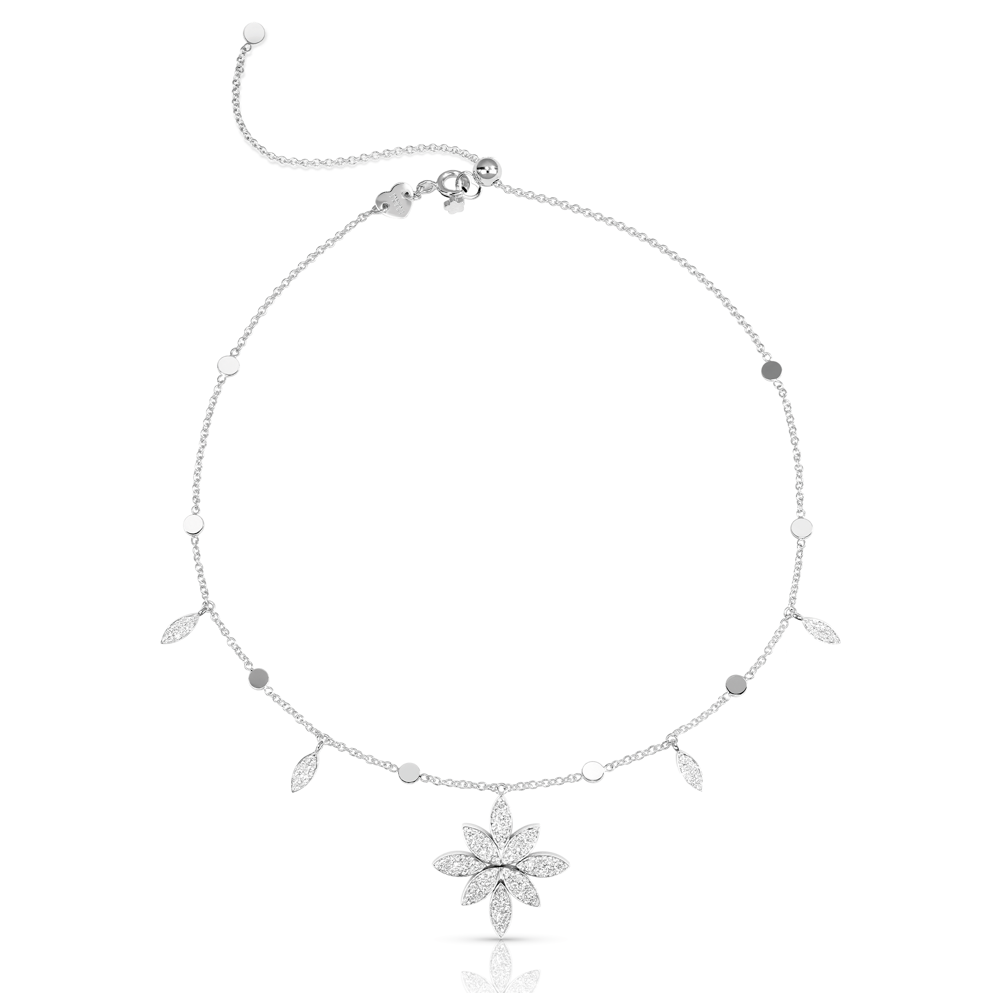 Necklace in 18k White Gold with White Diamonds.