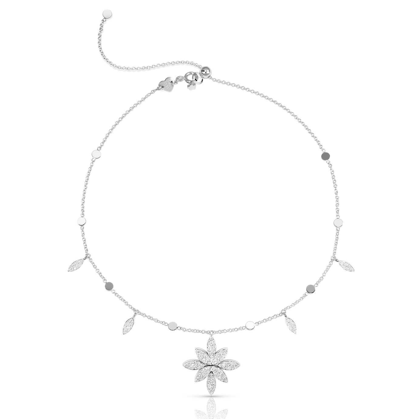 Necklace in 18k White Gold with White Diamonds.