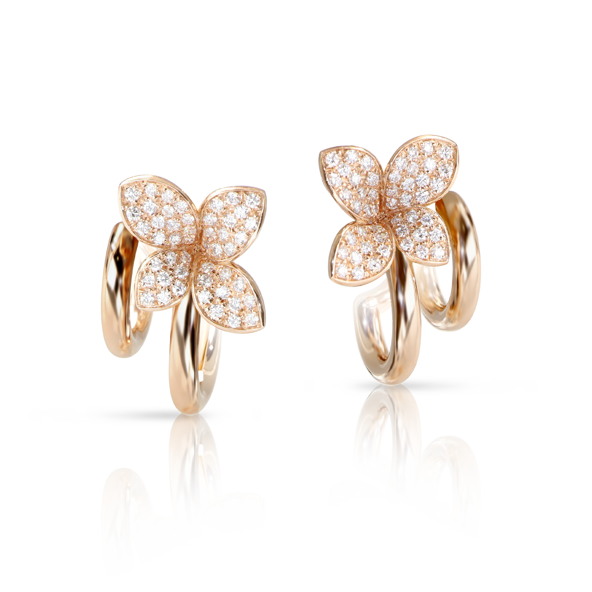 Earrings in 18k Rose Gold with Diamonds.