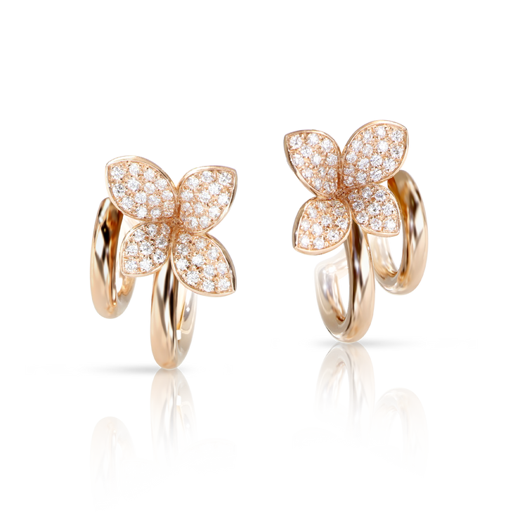 Earrings in 18k Rose Gold with Diamonds.