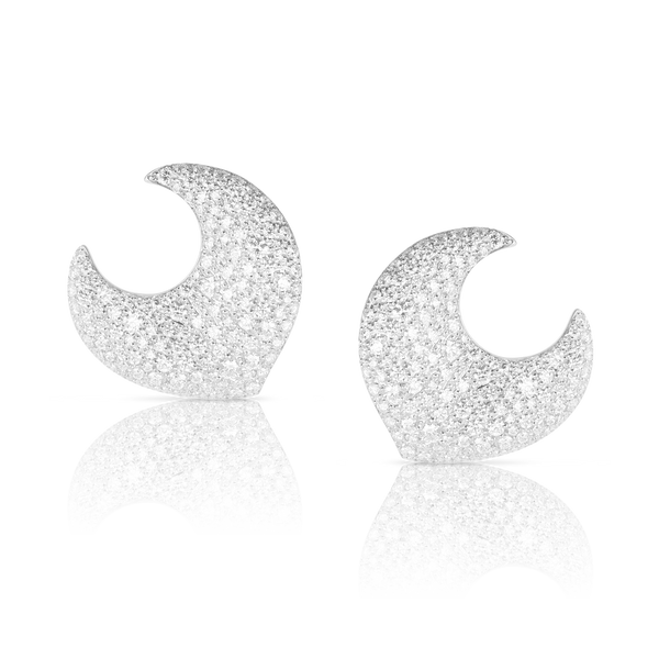 Earrings in 18k White Gold with White Diamonds, Small Size.
