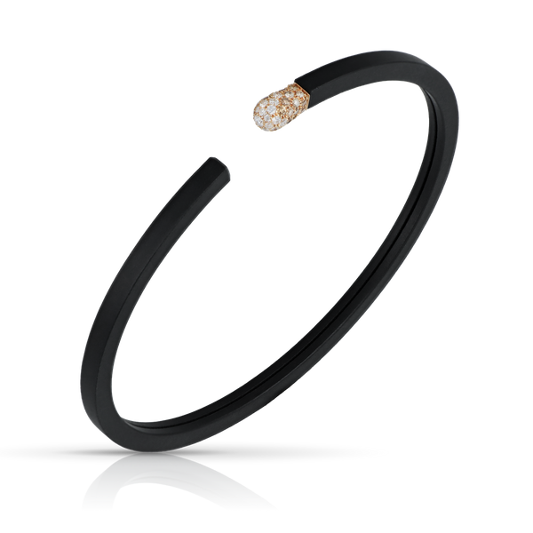Bracelet in 18k Rose Gold and Black titanium with white and champagne diamonds