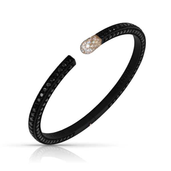 Bracelet in 18k Rose Gold and Black titanium with white, black and champagne diamonds