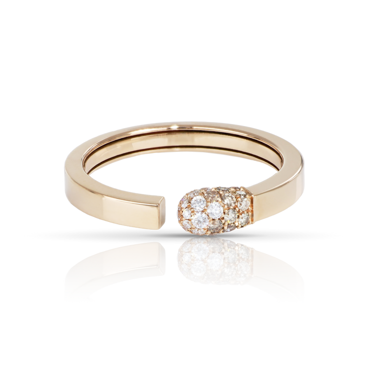 Ring in 18k Rose Gold with white and champagne diamonds