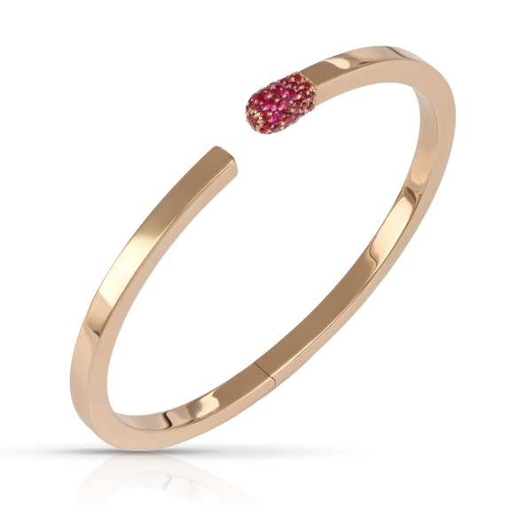 Bracelet in 18k rose gold with rubies