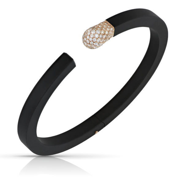 Bracelet in 18k rose gold and black titanium with white and champagne diamonds
